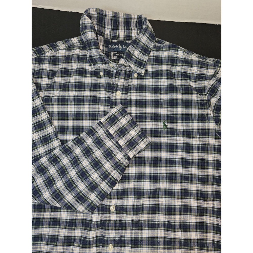 Ralph Lauren Mens Classic Fit Plaid Button Down Shirt Size M Blue Long Sleeve